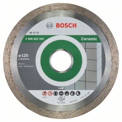 Disc diamantat, continuu, pentru debitare placi ceramice, Bosch Standard for Ceramic, 125 x 22.23 x 1.6 mm, 2608602202