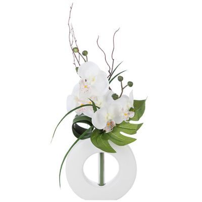 Aranjament orhidee H 44 cm cu vaza ceramica alba 150752180B