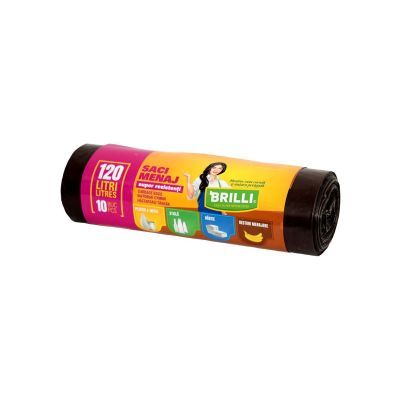 Saci menajeri / gunoi Brilli, pentru colectare selectiva, super rezistenti, maro, 120L, 10 buc