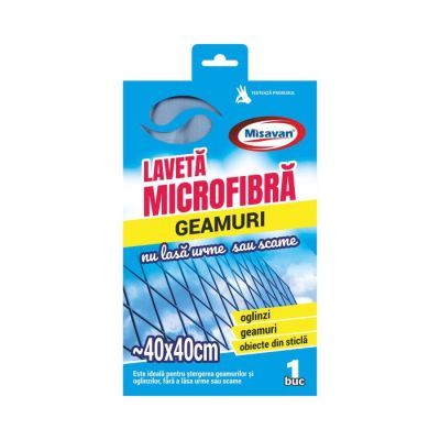 Laveta microfibra profesionala pt. geamuri Misavan, 40x40cm