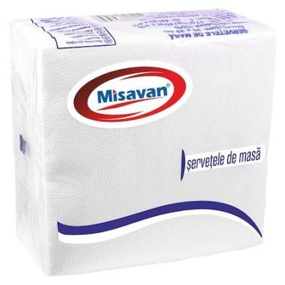 Servetele de Masa Misavan, 33x33 cm, 40 Buc/Set, 2 Strat, Albe