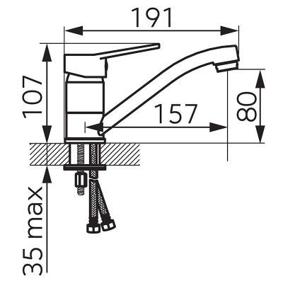 Baterie stativa lavoar ISSO 19CM crom cu pipa mobila Bis2a