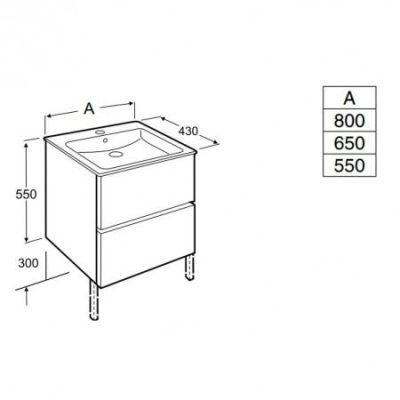 Chiuveta cu sertare alb Unik Cube 80 cm A851199806