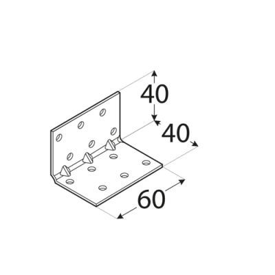 Coltar perforat ranforsat, DOMAX, KMP2-4132, 40X40X60X1.5 mm