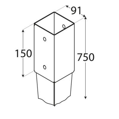 Suport stalp incastrat, DOMAX, PSG 90/750-4822, 91X750X2mm