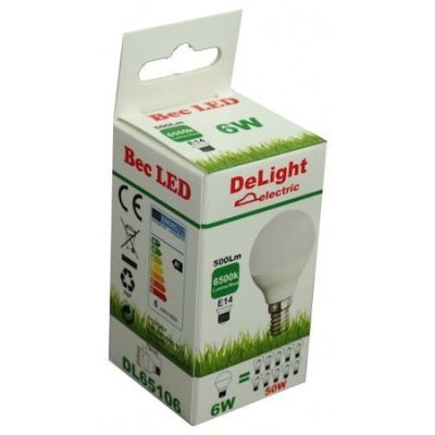 Bec sferic LED Lunus 6W E14 6500K DLD P45 06r