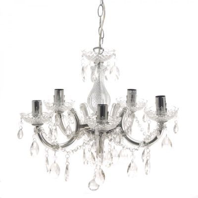 Candelabru Bolero, 5 x E14, decoratiuni transparente, vintage