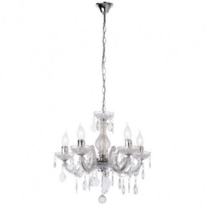 Candelabru Bolero, 5 x E14, decoratiuni transparente, vintage