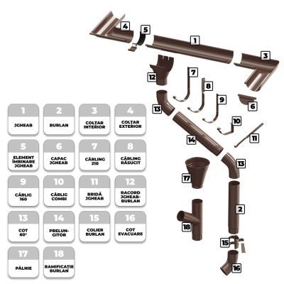 Cot evacuare, BILKA, maro (RAL 8017), D 100mm