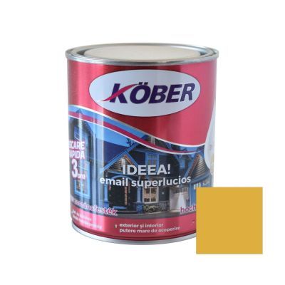 Vopsea alchidica pentru lemn / metal, Kober Ideea, interior / exterior, galben 4L, E51444