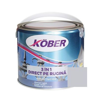 Vopsea alchidica/email pentru metal Kober 3 in 1, interior / exterior, argintiu, 2,5 L