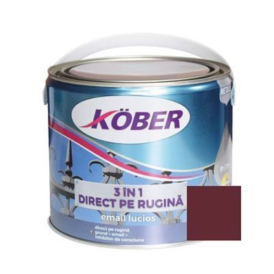 Vopsea alchidica/email pentru metal Kober 3 in 1, interior / exterior, rosu vin, 2,5 L