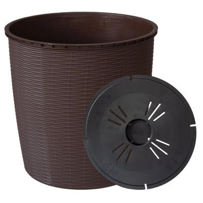 Ghiveci rattan cu farfurie 39 L wenge cri