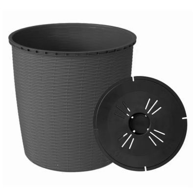 Ghiveci rattan cu farfurie 39L gri cri