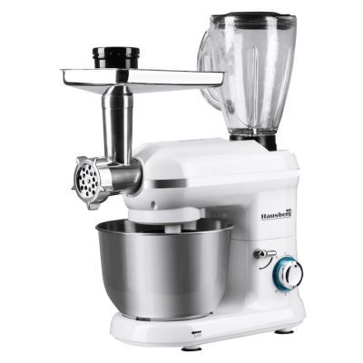 Robot de bucatarie multifunctional All-in-one Hausberg HB-7605AB, 1000 W, mixer/blender/tocat carne, Alb