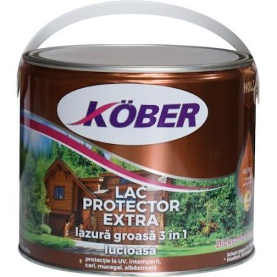 Lac / lazura groasa pentru lemn, Kober Extra 3 in 1, pin, interior / exterior, 2.5 L