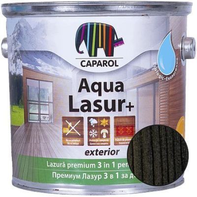 Lazura pentru lemn de exterior Caparol Aqua Lasur +, abanos, 2,5 l