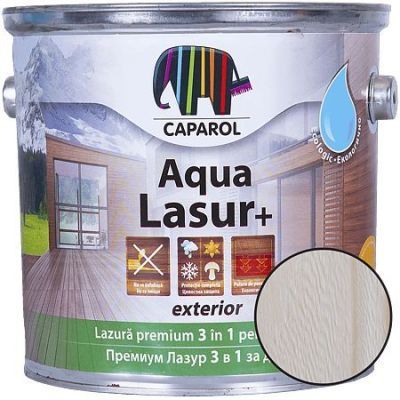 Lazura pentru lemn de exterior Caparol Aqua Lasur +, alb,2,5 l