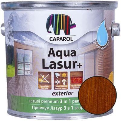 Lazura pentru lemn de exterior Caparol Aqua Lasur +, tec, 2,5 l