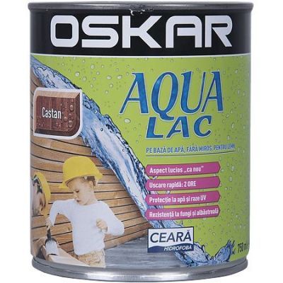 Lac pentru lemn Oskar Aqua Lac, castan, pe baza de apa, interior / exterior, 0.75 L