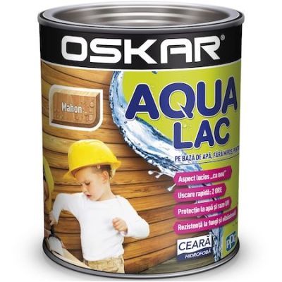 Lac pentru lemn Oskar Aqua Lac, mahon, pe baza de apa, interior / exterior, 0.75 L