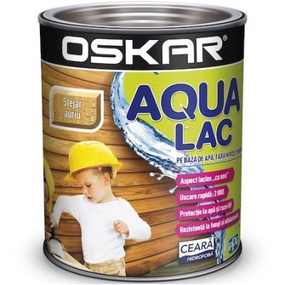 Lac pentru lemn Oskar Aqua Lac, stejar auriu, pe baza de apa, interior / exterior, 0.75 L