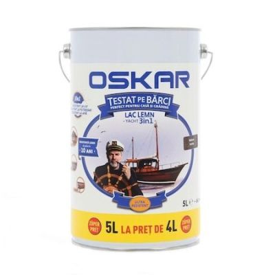 Lac pentru lemn Oskar Yacht, mahon inchis, interior / exterior, 2.5 L