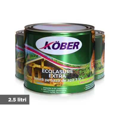 Lac / lazura 3 in 1 pentru lemn, Kober Ecolasure Extra, castan, pe baza de apa, interior / exterior, 2.5 L