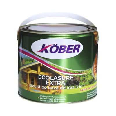 Lac / lazura 3 in 1 pentru lemn, Kober Ecolasure Extra, mahon, pe baza de apa, interior / exterior, 2.5 L