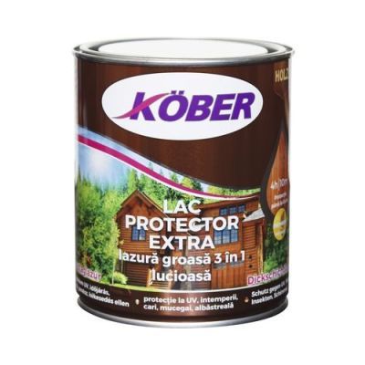 Lac protector pentru lemn Kober Extra IG5200, mahon inchis, pe baza de solvent, interior/exterior, 0.75 l