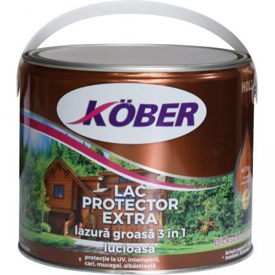 Lac / lazura groasa pentru lemn, Kober Extra 3 in 1, tec, interior / exterior, 2.5 L