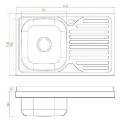 Chiuveta inox 2031 BDM-XXL 800X500 1C1P DR Sanobi (1/1)