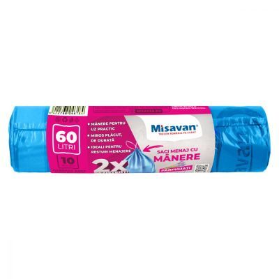 Saci menajeri colectare selectiva Misavan, 60l, parfumati, 10 buc, albastri