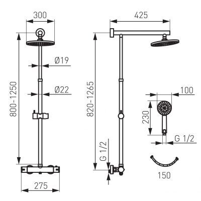 Np75-trv7u SET 2 in 1 baterie perete DUS termostatata cu Se