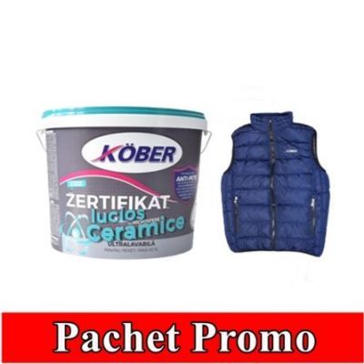 Vopsea ultralavabila Zertifikat cu microsfere ceramice, lucios, alba, interior / exterior, 15 L + vesta Kober