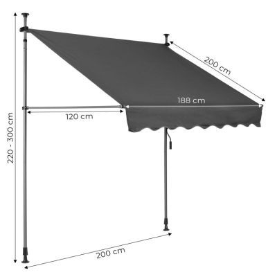 Parasolar gri de balcon reglabil pe inaltime, rezistent la apa, AW-016