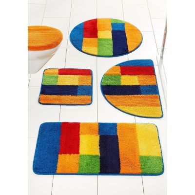 Set baie MARE-2PIESE Tricolor Square albastru 60/100/60/50