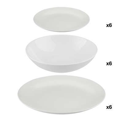 Set de 18 piese vesela pentru 6 persoane, Colorama, Alb 154520a