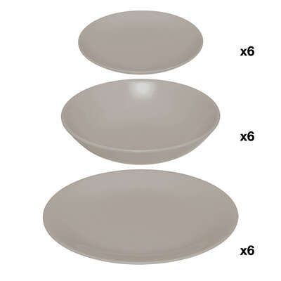 Set de 18 piese vesela pentru 6 persoane, Colorama, Taupe 154520b