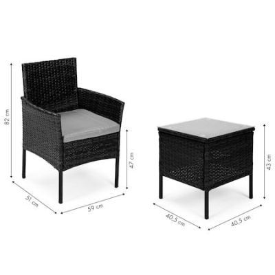 Set Mobilier pentru Gradina cu 3 Piese, 2 Scaune cu Perne si o Masuta de cafea, din Poliratan