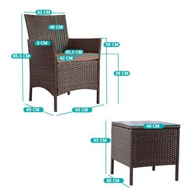 Set mobilier de gradina 2 SCAUNE+MASUTA maro XS-RTS023 B