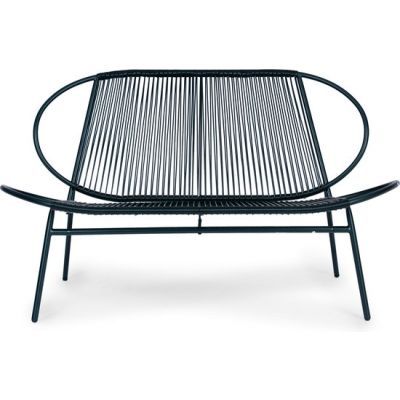 Set mobilier de gradina din ratan, scaune metalice, banca si masa neagra, XS-RTS108