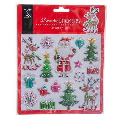 Stickere decorative cu Mos Craciun si motive de iarna 17,5 x 18 cm 162634