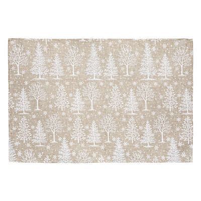 Suport pentru farfurii din iuta cu brazi albi 45 x 30 cm 183386