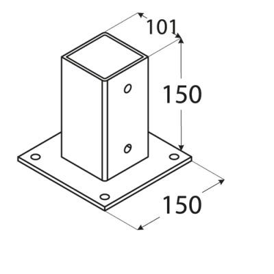 Suport stalp cu fixare in suruburi, DOMAX, PSP 100 -4843, 101X150X2mm