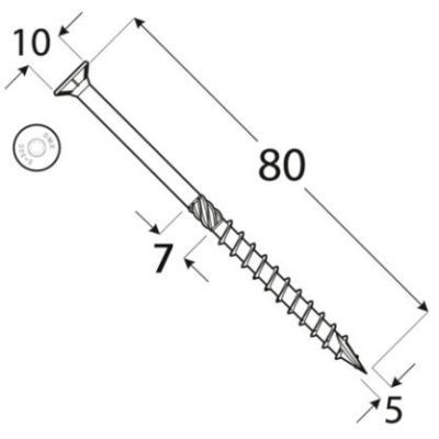 Cs 05080 surub constructii cu CAP INECAT5X80 310508