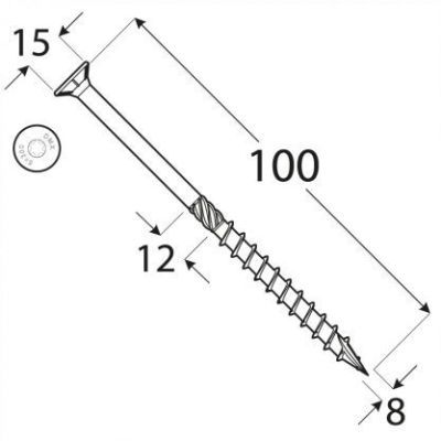 Cs 08100 surub de constructii cu CAP inecat 8X100 - 310810