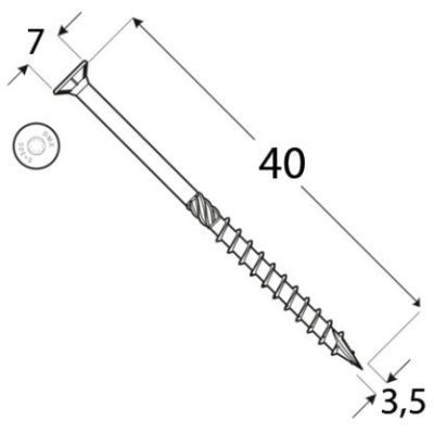 Cs 35040 surub constructii cu CAP inecat 3.5X40 310104