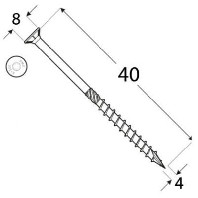 Cs 40040 surub constructii cu CAP inecat 4X40 310404