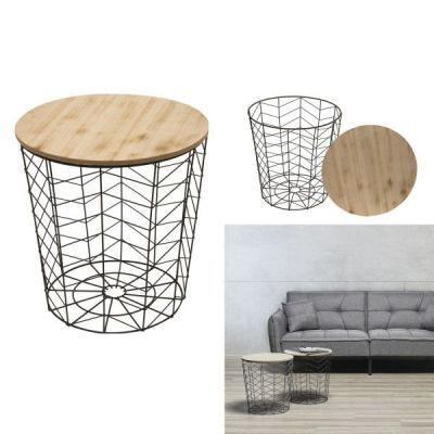 Table Wired Wood AND metal Black pattern Chevron